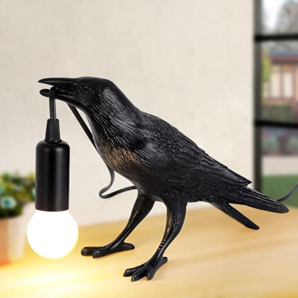 Crow Lamp Raven Light Gothic Bird Table Lamp Adjustable Brightness Bulb Included - Picture 1 of 9
